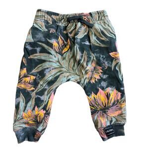 Volcom Sweatpants Pants Black Tropical Leaf Floral Print Baby Boy 6-9 Months
